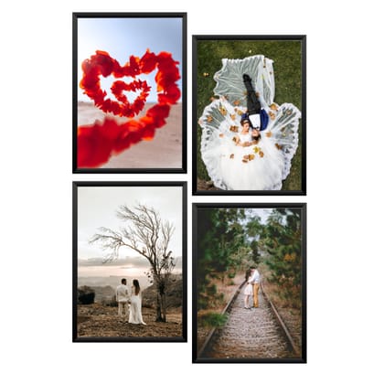 NOKKES Customized Set of 4 Premium Print Collage Photo Frames with Your Personalised Photos Frame (Size - 5X7 Inch) Home, Wall, Office Decor and Gifts (pack of 4 side1)