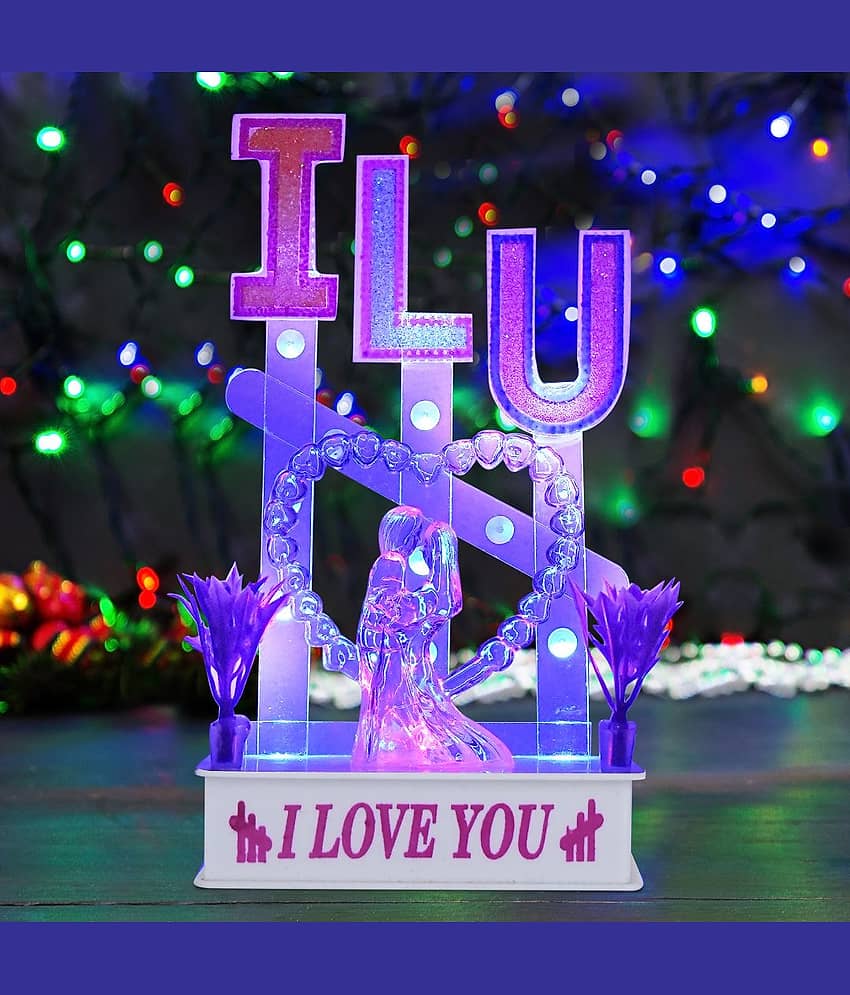 Awesome Craft ILU LOVE Crystal Showpiece with LED Lights, Valentines Gift Romantic Couple Statue Showpiece with Crystal Figurine, Gift for Girlfriend, Boyfriend, Husband, Home Décor,
