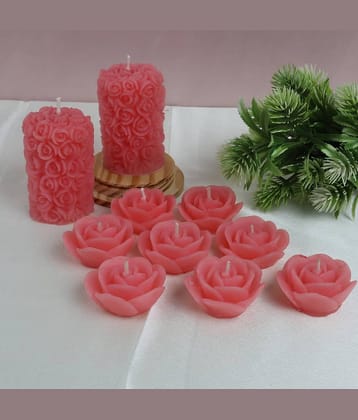 Shraddha Creation Pink Floral Floating Candle 7 cm ( Pack of 10 )