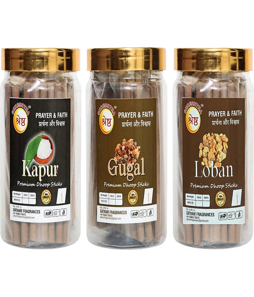 SHRESHTHA Incense Dhoop Sticks Camphor,Guggal,Loban 600 gm ( Pack of 3 )