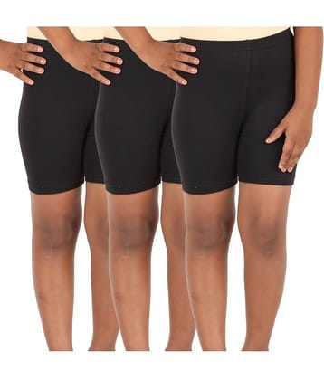 LULA Girls Cotton Cycling Shorts ( Black )