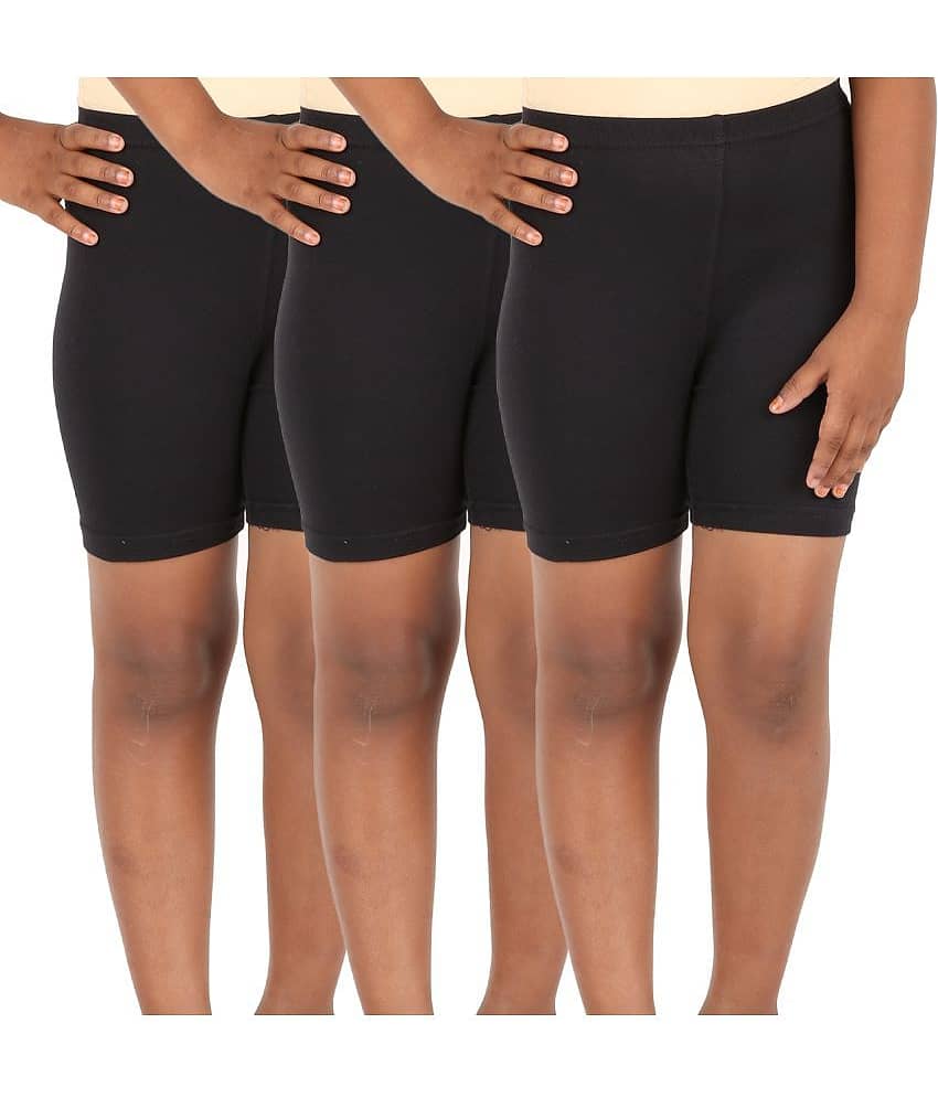 LULA Girls Cotton Cycling Shorts ( Black )