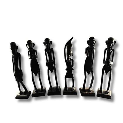 Handcrafted African Tribal Wooden Figurines Set of 6