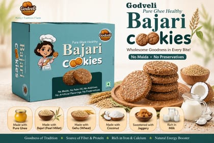 Godveli Bajari Cookies (200g) | Wholesome Pearl Millet & Pure Ghee | No Maida & No Preservatives