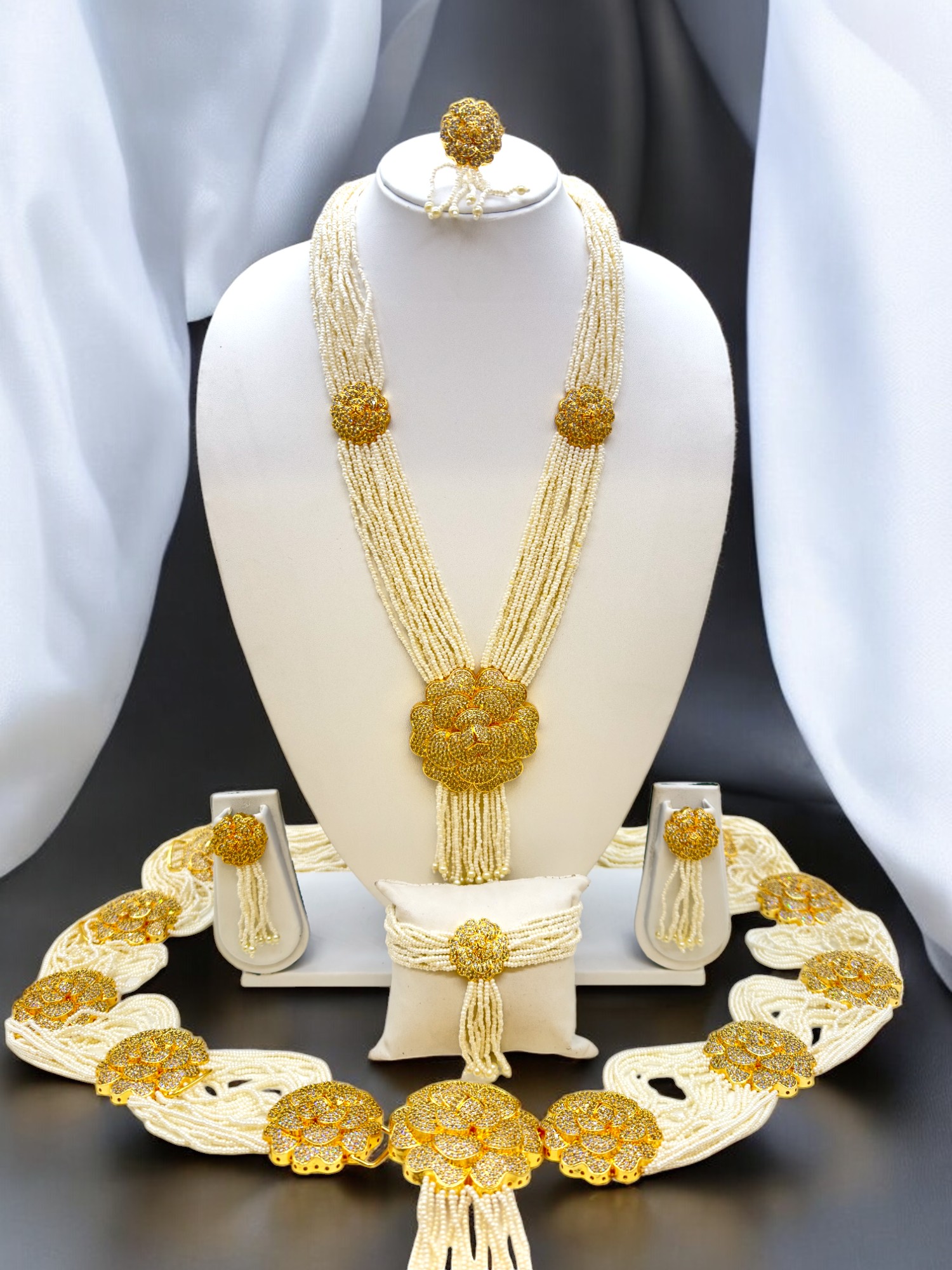 Belt Set With CZ Stones and Pearls - Signature Collection By Amit Chauhan And Sons