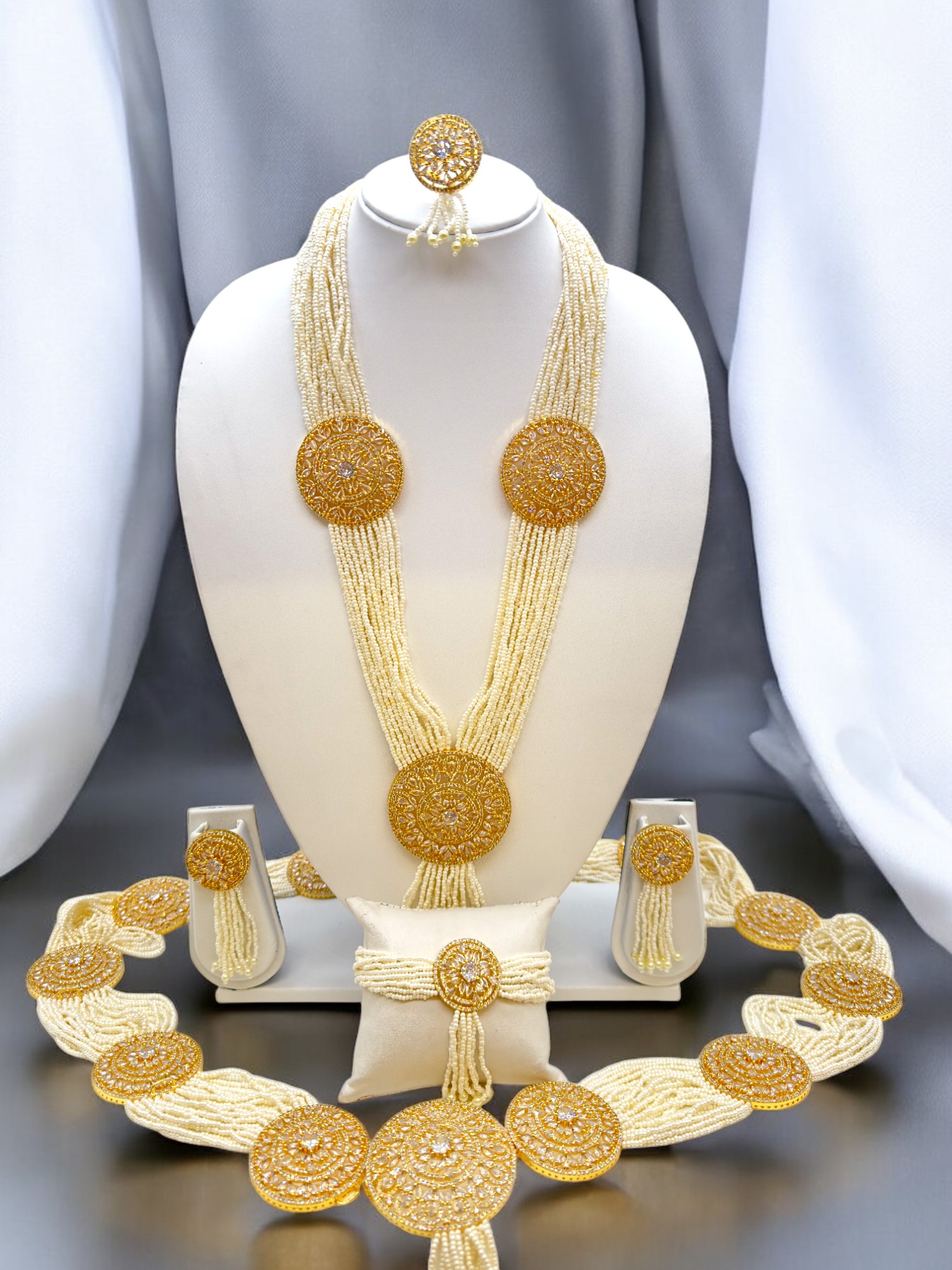 Belt Set With CZ Stones and Pearls - Signature Collection By Amit Chauhan And Sons