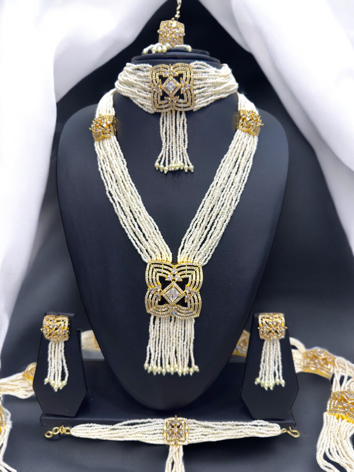 Belt Set With CZ Stones and Pearls - Signature Collection By Amit Chauhan And Sons