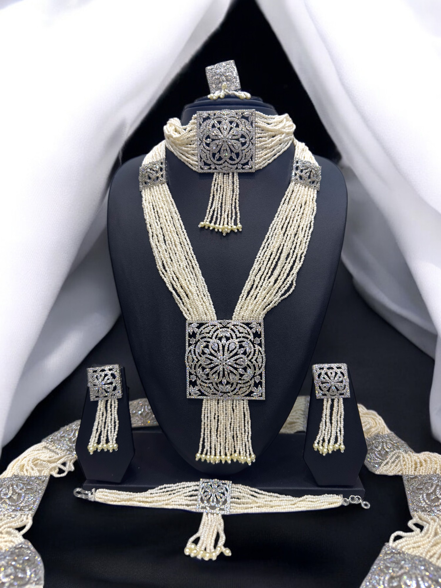 Belt Set With CZ Stones and Pearls - Signature Collection By Amit Chauhan And Sons