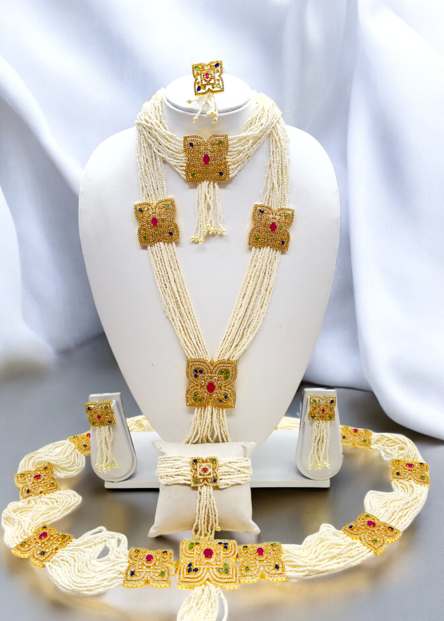 Belt Set With CZ Stones and Pearls - Signature Collection By Amit Chauhan And Sons