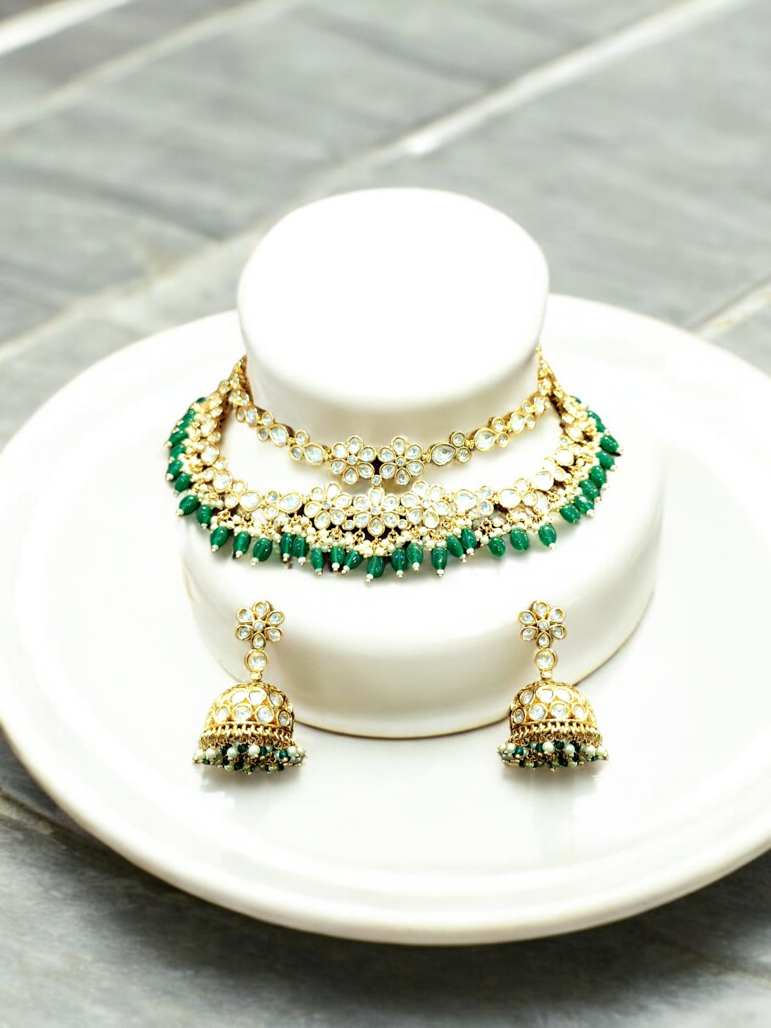 Exquisite Jade Kundan Choker Set - The Royal Bride By Dia Art Jewels