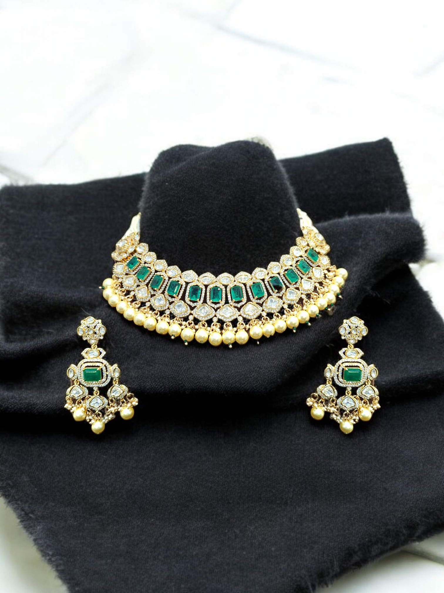 Oliveira Pearl Choker Set - The Royal Bride By Dia Art Jewels