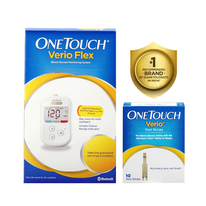 OneTouch Verio Flex Blood Glucose Monitoring System Kit with 25 Test Strips With Bluetooth Technology