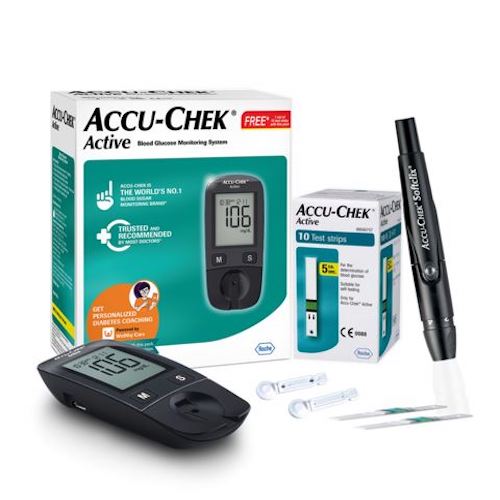 Accu-Chek Active Blood Glucose Monitoring System Kit with 10 Test Strips Free