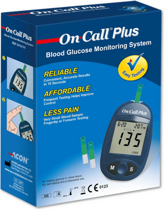 On Call Plus Blood Glucose Monitoring System With 10 Strips Free