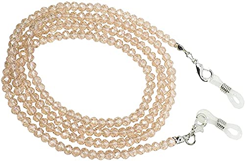 AV Fashion India - Crystal Gemstone Beads Face Mask Lanyards for Children Women Men Adults Adjustable Breakaway Safety Mask Colorful Beaded Eyeglass Chain Sunglass Holder Glasses Strap Lanyards.74 CM ( Light Brown )