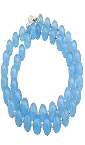 AV Fashion india - Unique Blue Colour Onyx Stone Beads 1 Layer Necklace for Girl and Women Faceted Round Mala Fashion Jewellery (AV_R20)