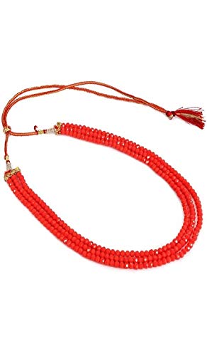 AV Fashion India - Orange Colour Crystal Gemstone Beads Necklace 3 Layer Multistrand For Girl and Women Fashion Jewellery ( AV_C59 )