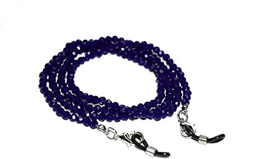 AV Fashion India - Semi Precious Crystal Round Beaded Spectacle Chain Lanyard String for Eyewear Frames, Specs, Reading Glasses, Sunglasses, 74 CM Goggles and Eyeglasses, Face Mask Color- Royal Blue