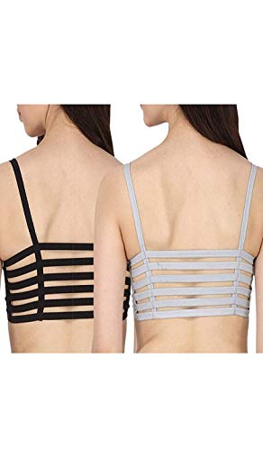 AV Fashion India - Air Bra, Stretchable Padded and Non-Wired Bra for Women and Girls, Free Size - Black & Grey (AV_ BR02)