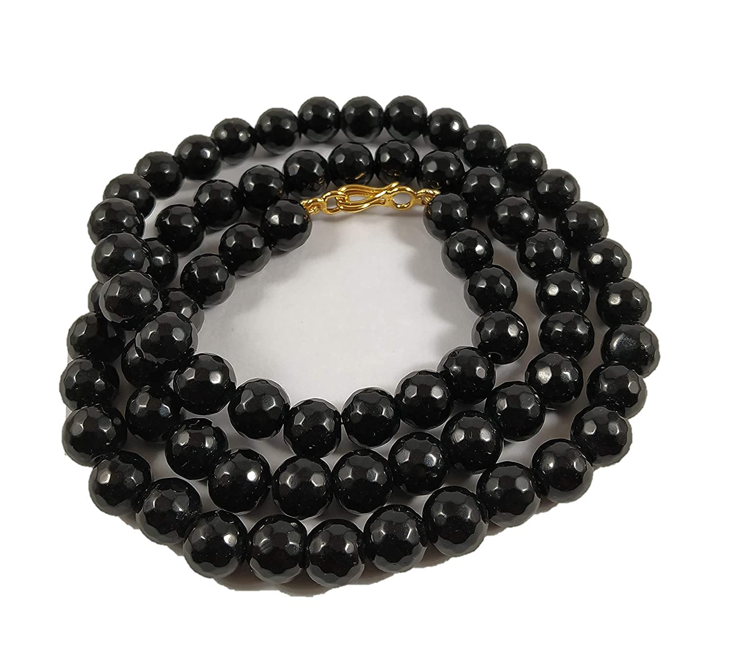 AV FASHION INDIA - Semi Precious Black Beads Necklace for Casual Jade Stone 8mm 16inches For Girl and Women Fashion Jewellery(AV_R18)