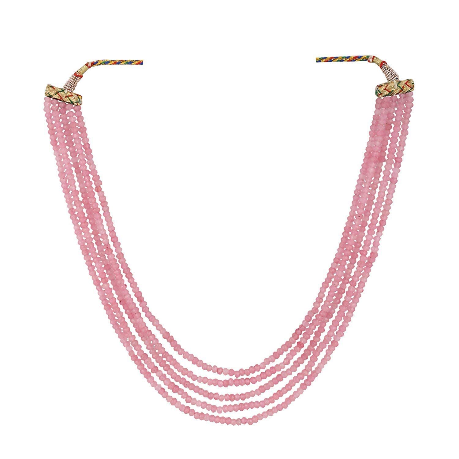 AV Fashion India - Onyx 5 Layer Necklace For Girl and Women Fashion Jewellery Pink Mala (AV B07)