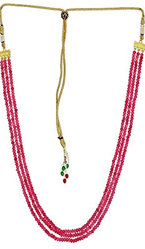 AV FASHION INDIA - Semi Preciouse Pink Onyx Gemstone 3 Layer Beads Necklace For Girl and Women 16 Inch Multi strand Fashion Jewellery (AV B22)