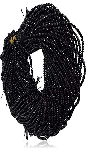 AV Fashion India - Black Onyx Faceted Rondelle Loose Gemstone Beads 1 Strand 14 Inches, Jewelry Making,Exclusively by AV Fashion India (AV B90)