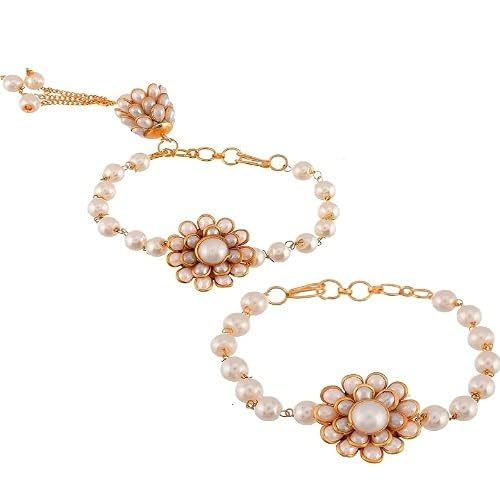 AV FASHION INDIA - Elegant Traditional Gold Plated Couple Rakhi Rakshabandhan Combo Set - Rakhi Gifts for Bhaiya Bhabhi/sister/Bhai/Brother Pachchi Work Rakhi/Special Rakhi/Lumba Rakhi/Roli Chawal