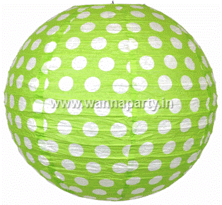 Wanna Party Polka Dot Lanterns 14" - Green