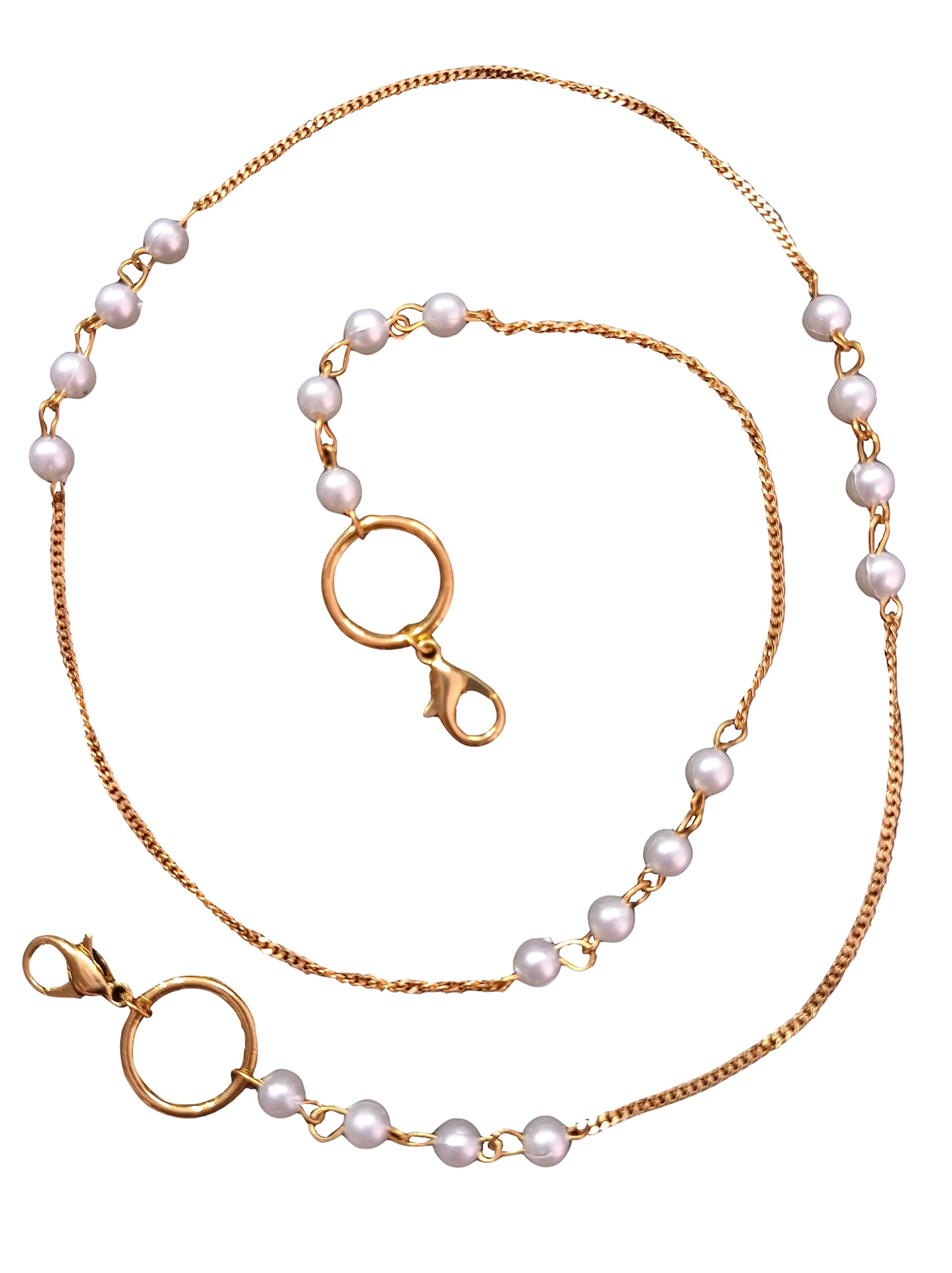 AV Fashion India - Pearl Beaded Mask Chain Holder Strap Holder Cord Eyewear Necklace Retainer for Women Beaded Lanyard, Made in India, 27" Long
