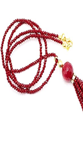 AV Fashion India - Crystal Beads Tassel Red Onyx Colour Necklace 1 Layer Natural Jade Stone for Girl and Women Fashion Turkish Boho Jewellery ( AV_C24 )