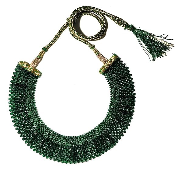 Semi Precious Gemstone Green Colour Hydro Multi Layer Choker Necklace Chick mala for Women and Girl Fashion Jewellery