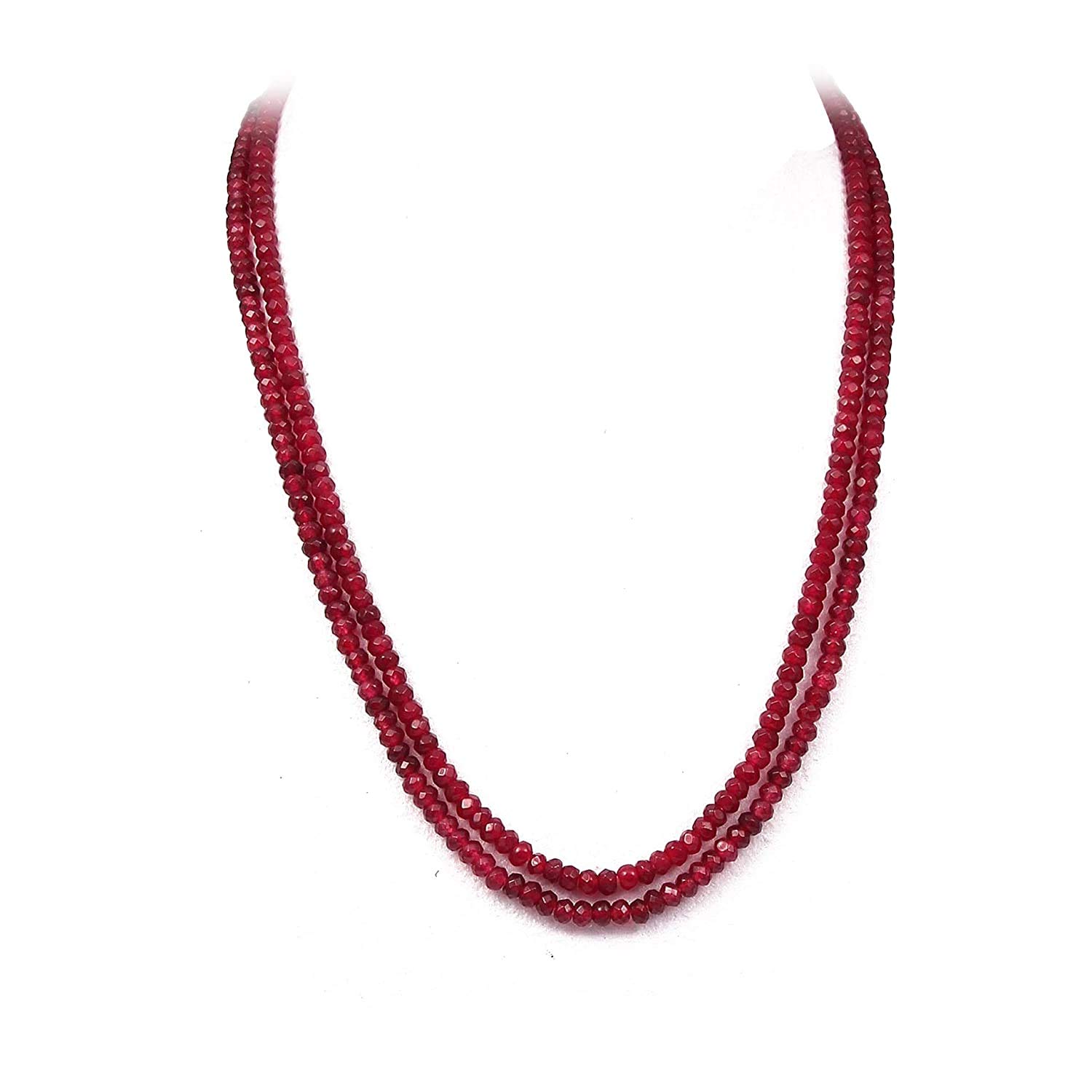 AV Fashion India - Red Onyx Gemstone Beads Necklace 2 Layer Multistrand for Girl and Women Fashion Jewellery (AV_B28)
