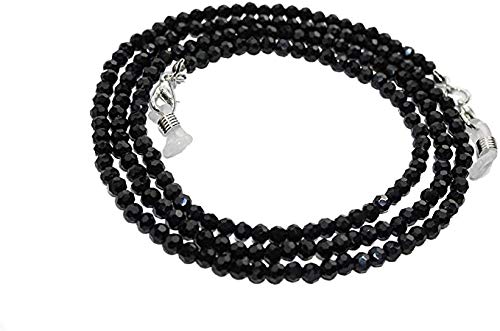 AV Fashion India - Semi Precious Crystal Round Beaded Spectacle Chain Lanyard String for Eyewear Frames, Specs, Reading Glasses, Sunglasses, 74 CM Goggles and Eyeglasses, Face Mask Color- Black