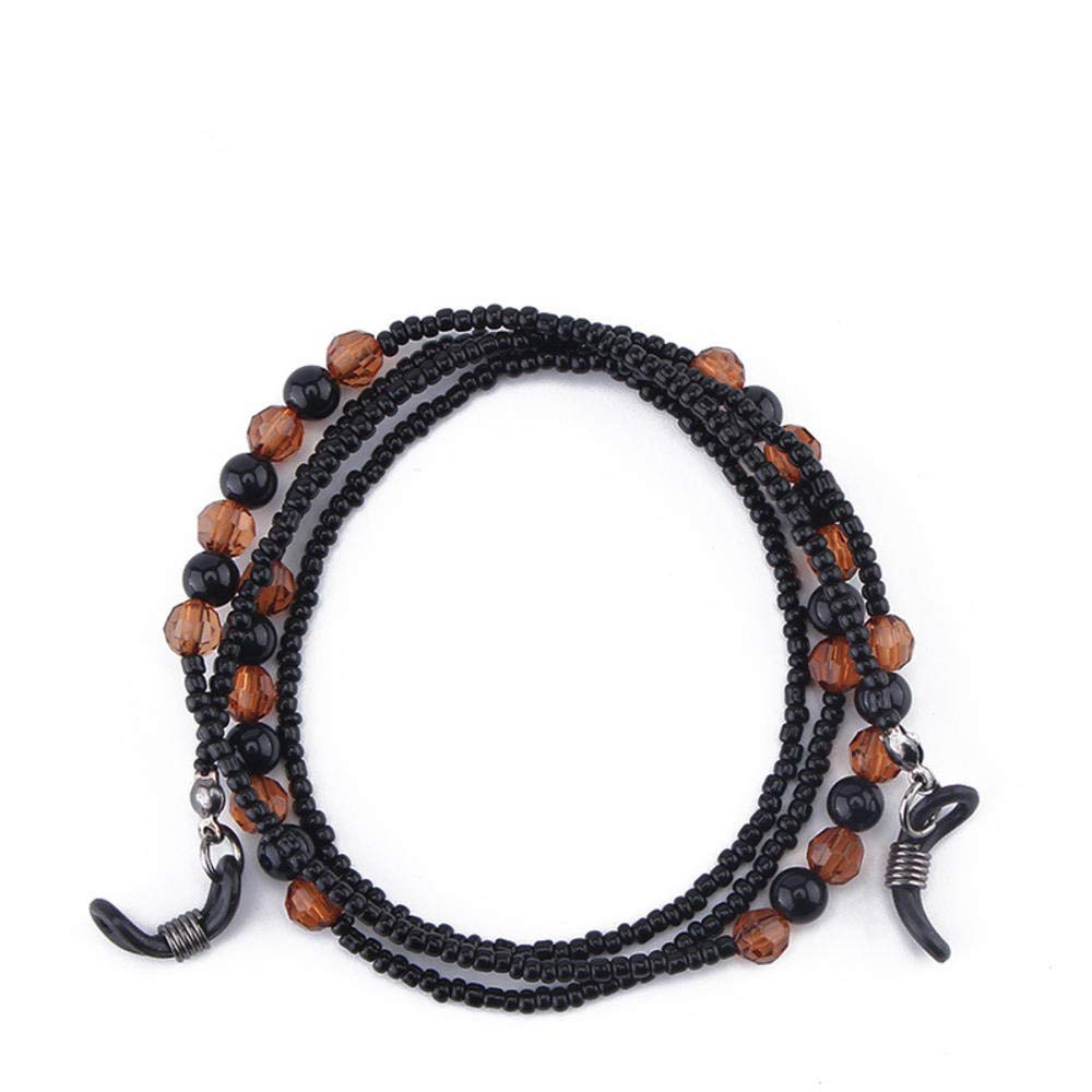 AV Fashion India - Handmade Retro Black & Orange Beads Eyewears Chains Beaded Sunglass Eyeglass Lanyards Cord Holder Glasses Ropes Arrival (Black/Orange)