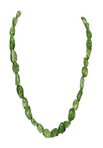 AV Fashion India - Beautiful Green Tourmaline Tumble Gemstone Single Layer Necklace for Girl and Women 1 Strand Green Mala Fashion Jewellery (AV_T04)