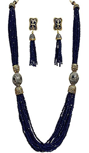 AV Fashion India - Rajasthani Royal Blue Traditional Designer Fashion Necklace Set with Earring for Women and Girl Fashion Necklace (AV_C55)