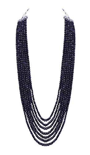 AV Fashion India - Navy Onyx Gemstone Beads Necklace 7 Layer Multistrand for Girl and Women Fashion Jewellery (AV_B47)