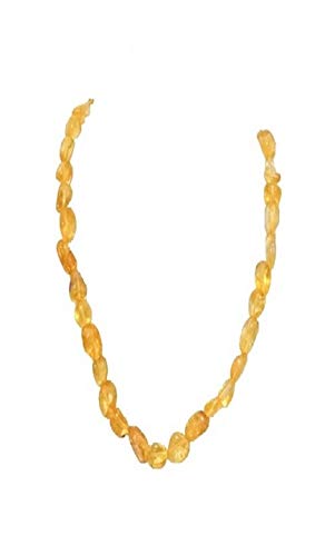 AV Fashion India - Yellow Tourmaline Tumble Gemstone Single Layer Necklace for Girl and Women 1 Strand Yellow Mala Fashion Jewellery (AV_T05)
