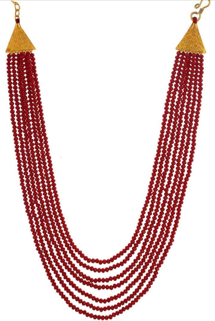 A V Fashion India - Ruby Red Onyx Gemstone Beads 7 Layer Necklace Multistrand for Girl and Women Fashion Jewellery