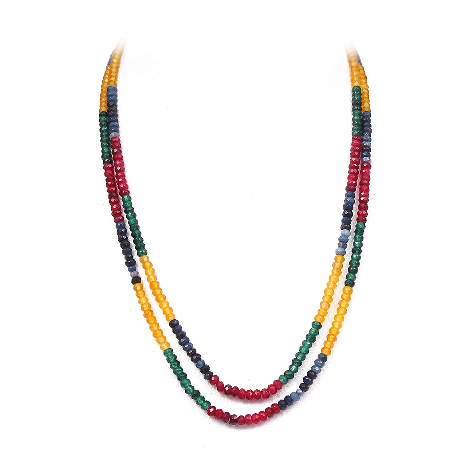 AV FASHION A V FASHION - Semi Precious Red Onyx Stone Beaded 4mm 2 Two Layer 16 Inch Long Necklace, For Women & Girl Fashion Jewellery (Same as Shown In Image) (Red Colour)