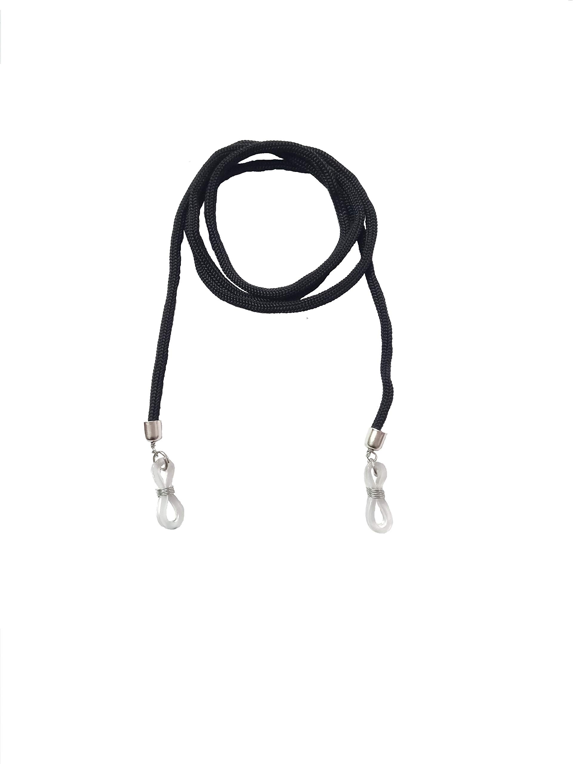 AV Fashion India - Black Nylon Dori Eyeglass Sunglass Spectacle Cord Neck Strap String Chain Link Holder 74 cms Black Colour For Women Men Girl black colur