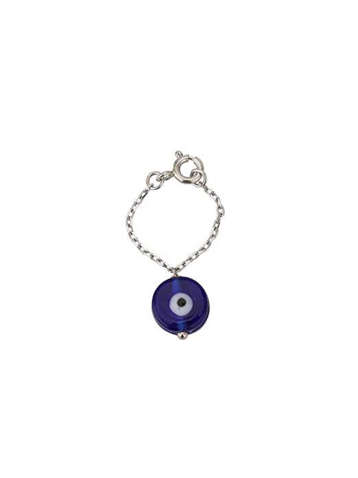 A V FASHION - Silver Plated Chain With Blue Evil Eye Coin Bracelet Charm Watch Charm Bag Charm Mobile Charm Evil Eye Protector Nazar Charm ( Same as Shown In Image )