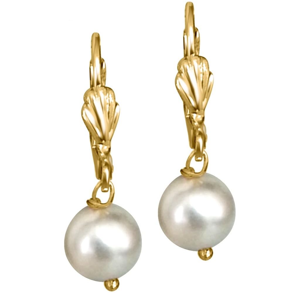 A V FASHION - White Colour Shell Pearl Round Shaped Dangle & Drop Earrings For Girl and Women Earring Fashion Jewellery(Same as Shown in Image)