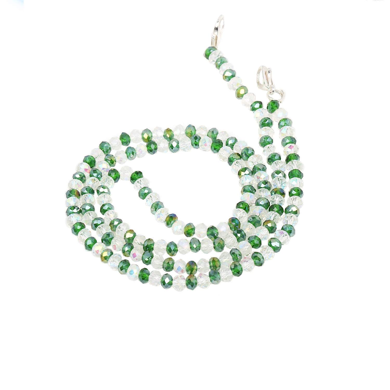AV Fashion India - Mask Chain Adjustable Mask Holder Necklace Mask Lanyard Strap Face Mask Saver Cord Made In India 22 inch Green-white