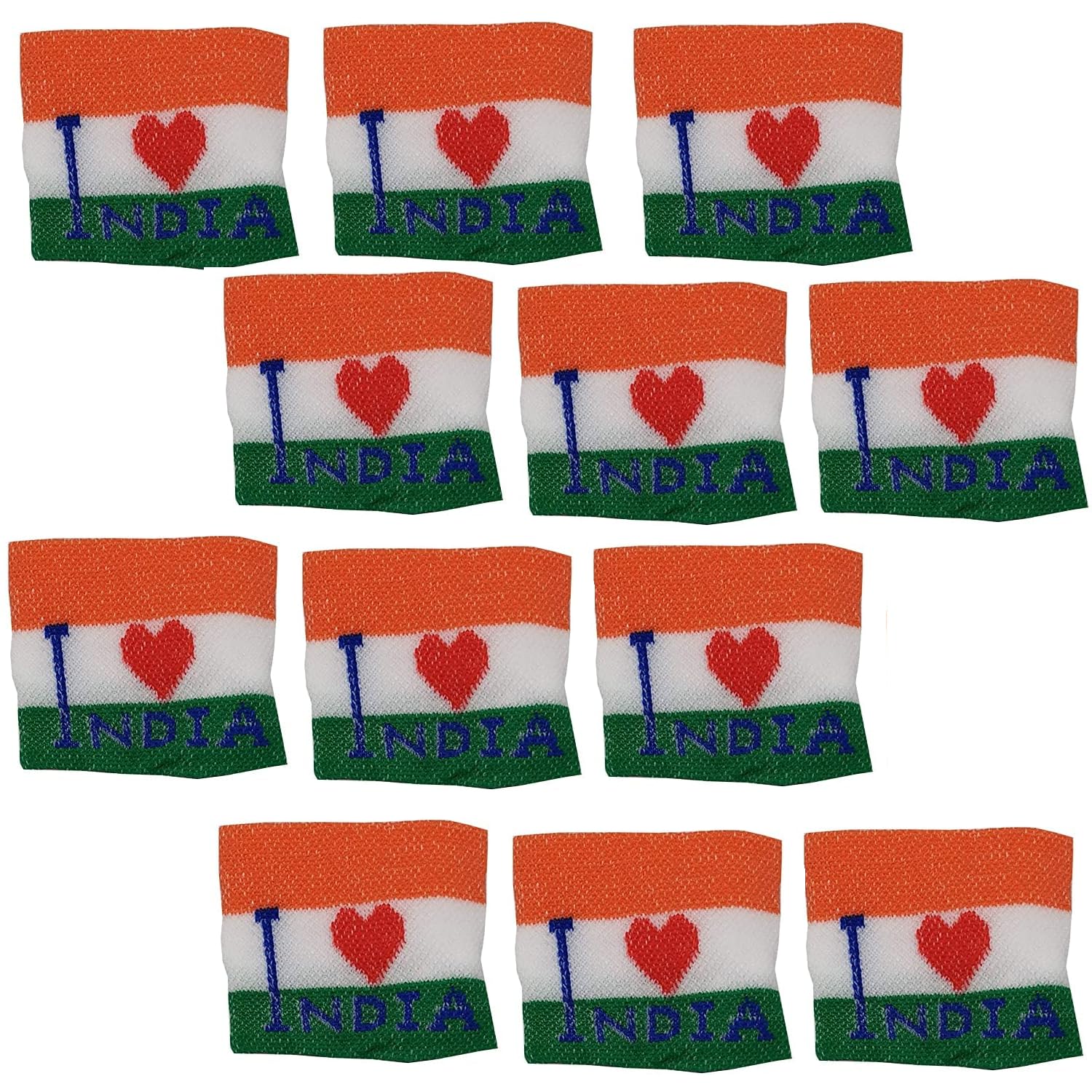A V FASHION - Tiranga Indian Flag Colour Tri-Colour Stretch I Love India Wristband & Bracelet or Kids and Adults (Set of 12) (Same as Shown in Image)