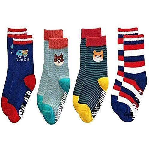 AV Fashion India - Baby Boy's and Baby Girl's Super soft Organic Cotton Stripes socks (Multicolor, 12-18 Months) - Pack of 4